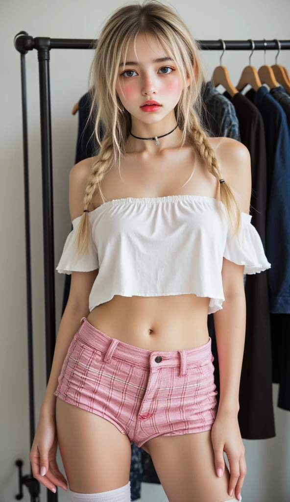 (Photographic Style), a pin up picture depicts (((Alexa Bliss))) as a living Barbie Doll, (she is a pre- model), (she is a little size girl), (age 10), (she is ultra-attractive), ultra detailed face, (best details), (she is very pretty), (she has a liberal amount of emo makeup on her face), (there is Ultrasound gel dripping down her face), (blueish eyes with positive outlook), (she is the most beautiful girl), (she is voyeuristic), ultra feminine, (she has a flat ), (she has long  ), (she has a shaved ), (squatting pose), (she is a wearing silicone skin), (she has a pale white skin tone), (she has glamorous wet skin with ultrasound gel and glitter), pigtail braids, hair pulled back, blonde hair with pink streaks, (she has a Rolex watch on her ankle). (She is in a modern bedroom background), (in an immersive scene), (night windows), Masterpiece, (best quality 1:1.5), ultra best, (realistic  wall pictures), (expensive girly decor), (there is a Zed L Camaro Barbie Toy), (Highest Quality), (iPhone 16 Pro Max camera Photo), (16k resolution), (UHD), (uploaded to influencersgonewild.com), [ultra detailed], (sharp clear), (extremely detailed), ultra wide shot, photorealism, depth of field, hyper realistic, (), (), ( ), (she is unabashedly ), (she is exposing her private body parts), (exposed privates), (perfect detail).