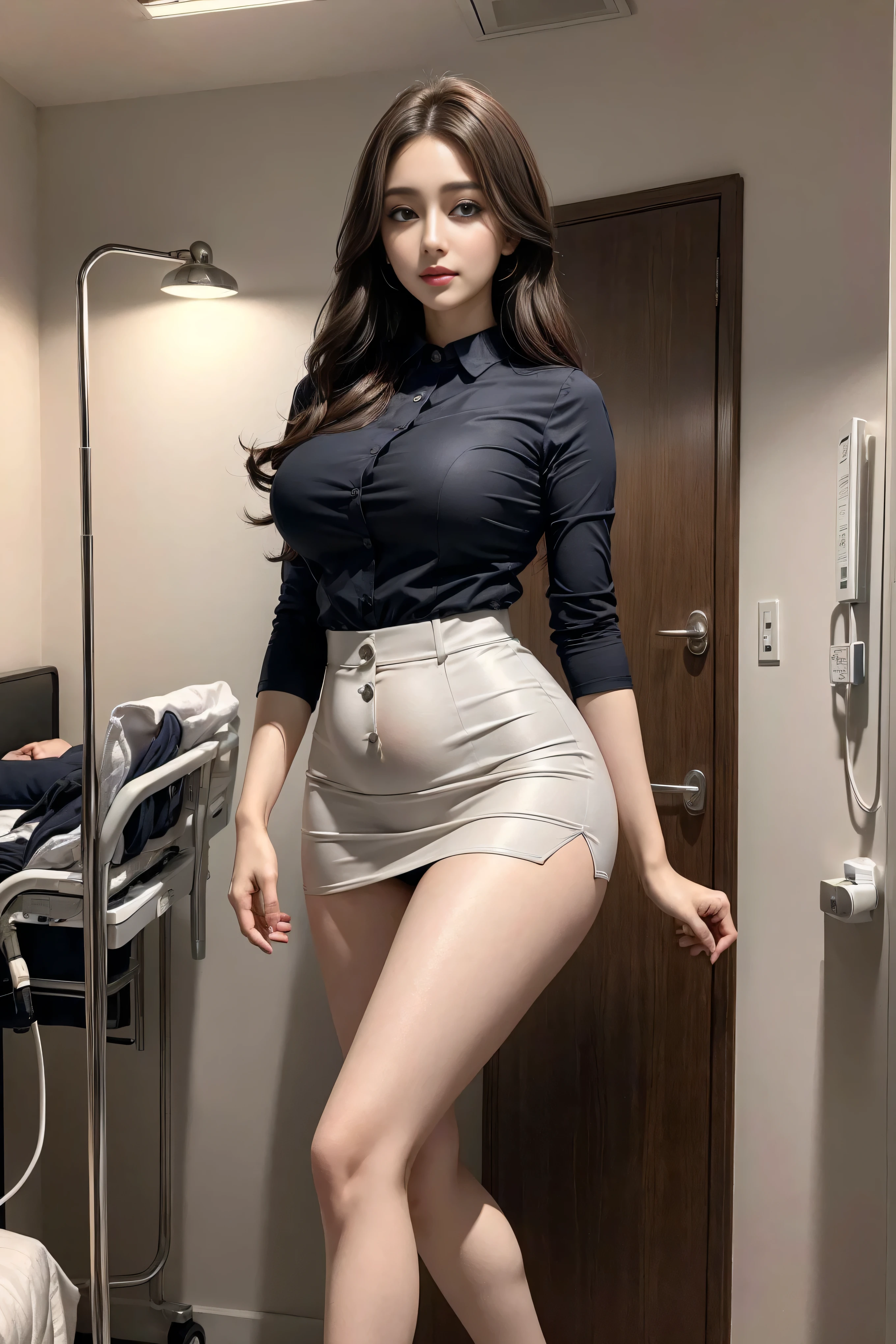 masterpiece(:1.3), Highest quality,超High resolution,High resolution, Highest quality,8k,16K,極めてdetailed,detailed,Full body photo,Japanese,Beauty,Model body type,Golden Ratio Style,Narrow waist,Long, slender legs,Brown wavy hair,career woman,business suit,Put on a black jacket,White shirt open to the chest(Ultra-thin fabric),Red Bra,Brown pantyhose,Black tight skirt(Long side slits),pumps,necklace,Earrings,ring,,Hair blowing in the wind,(A snapshot of how documents are organized in the office),