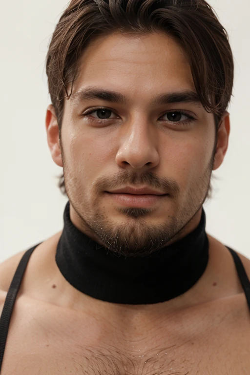 ((Men only)), ((head shot)), (Chris Redfield), ((big white scarf)) (showing his cleavage), ((white medium hair)), (white tank top), (handsome muscle man in his 10s), (Big smile), (detaile: 1 in 1), Natural muscles, HIG quality, beautidful eyes, (Detailed face and eyes), (Face、: 1 / 2), Noise, Real Photographics、... ....................................................................................................................PSD, Sharp Focus, High resolution 8K, realisitic & Professional Photography, 8K UHD, Soft lighting, High quality, Film grain, FujifilmXT3