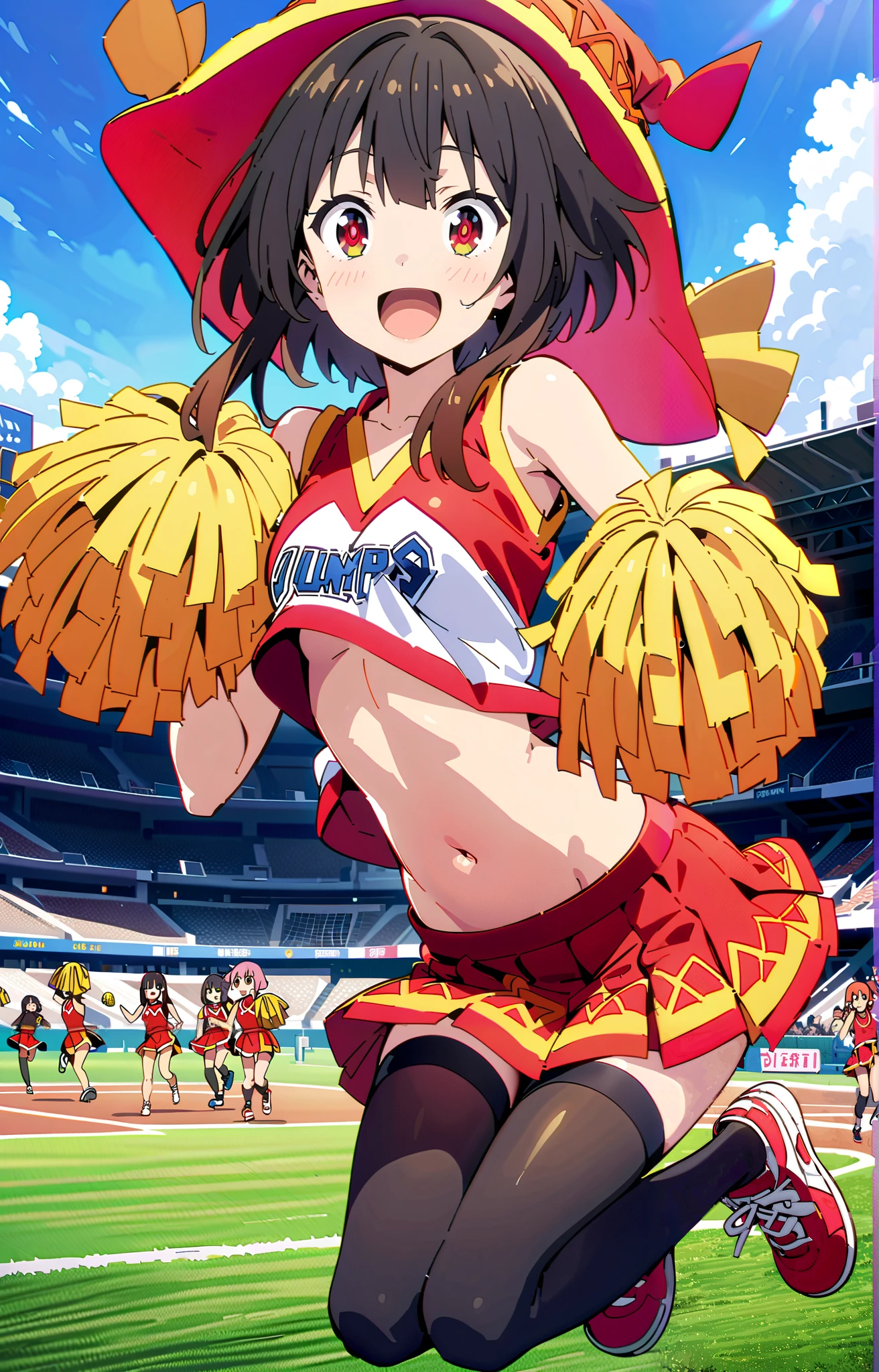 Flamengo mascot, anime style, Flamengo football team, Maracanã Stadium, vibrant colors, dynamic poses, energetic atmosphere, passionate fans, fiery passion, intense competition, immersive crowd, iconic jersey, fluttering flags, roaring chants, electric atmosphere, thrilling moments, explosive goals, iconic landmarks, electrifying energy, powerful kicks, victory celebrations, epic matches, fierce rivalries, legendary players, iconic badge, grandstands packed with fans, jam-packed stadium, electrifying atmosphere, exhilarating matches, stunning animations, dramatic expressions, intense emotions, elaborate costumes, spirited performances, dynamic action, gripping suspense, breathtaking moments, unforgettable experiences. (best quality, highres), (anime style:1.2), (vibrant colors:1.1), (dynamic poses:1.1), (energetic atmosphere:1.1), (intense competition:1.1)
