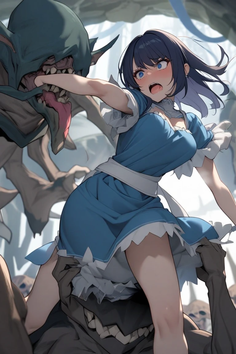human girl, one girl, (skin-colored girl), one giant zombie, sex with a giant zombie, giant zombie penis, giant zombie dick, ekiben style sex, loads of zombies