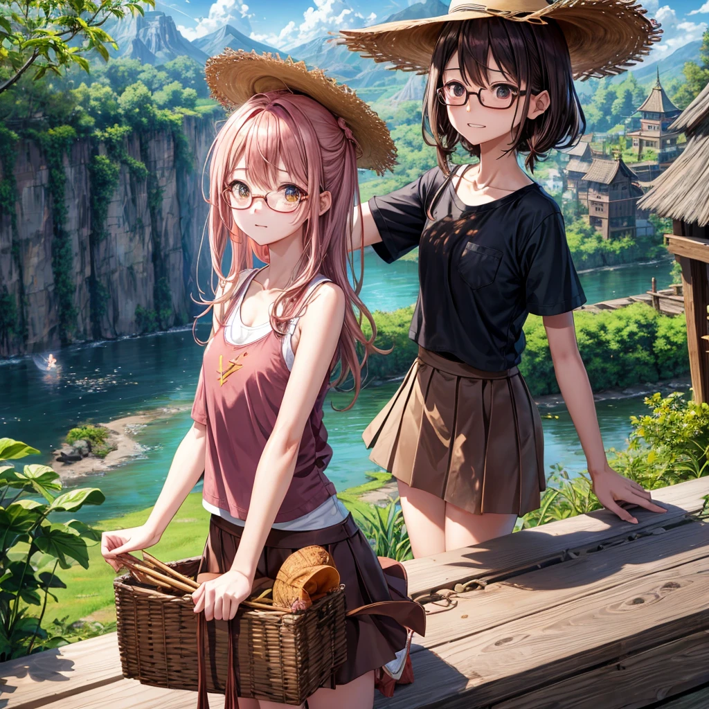campfires，firewood，Camping chairs，Camping tents，Iron cup，Grill steak，BBQ stand，All kinds of food，Kebabs，MarketaB，trekking poles，snow mountains，Snow goggles，heavy boots，Shenmu，salama，Harry Potter，Magic Hat，Cotton shorts（Shirtless：0.9）、（Naked：0.5）、（huge tit）、Skin type、Fine hairs、Radiant skin、Drunken、luminous（Shirtless：0.8）（Bandeau：0.1）、（Lift one foot：0.1）、 huge tit、Blush、（Small tattoos）、Slightly drunk、（Background with：Jungle lion monkey elephant：0.4）、（goddes：0.8）、（teens girl：0.7）、Water-colored eyes、Long eyelashes、（Cute marks on the face： 1.2),(dog teeth:0.8),,(ssmile:0.5)(Blush:0.7),(Hair:0.4),(short:0.8),(Black and brown hair:0.5)(White and pink hair: 0.6）、（Striped hair：0.5）、（High ponytail：0.3）、（ca：0.7）、Shiny hair、（High morbidity：0.6）、（double bun hair：0.2）、Moon hairpins、Collar、Lace、frilld、（ Head tilt：0.7）、（Side：0.5）、（Look up：0.2）、（Look at the camera：1.0）（Chest pat：0.5）（Flip skirt：1.5）、（（Delicate facial features、Positive face、detail），Bright pink lips，ssmile，Open your mouth，Blush，Slightly drunk：0.5）），Absurd，Extreme，tmasterpiece，whole body fairy，Seductive special portrait of Tifa Loha，The clothes are smooth white and transparent，Lace panties。 (Pajamas with multiple patterns:0.5)，，The reflection of a part of standing water on the ground，Old brick floor，Old clock，wooden building，Leading the puppy