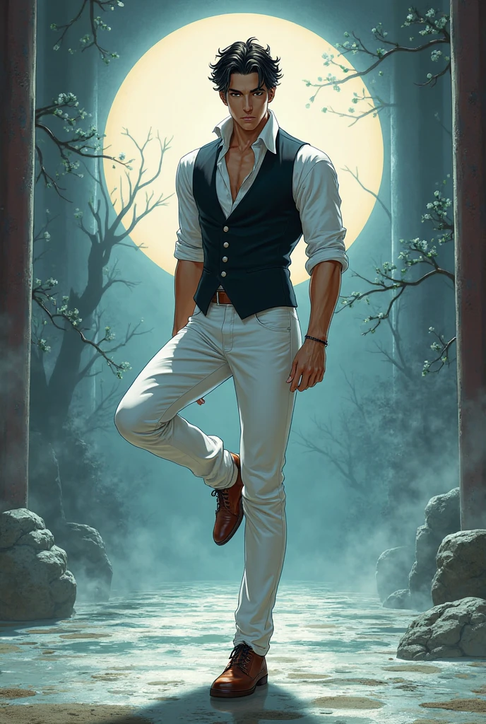 1Man, ((male model )) heaty skin, masterpiece, best quality,  most handsome man in the world, by Shen Quan, prefect body, beautiful male model, an attractive man 18-24 years old aesthetic, at spring flower booming, green fields, spring, plains, trees, flower, blue sky, ruggedly handsome young man wearing a white pajamas, white jockstrap ,white cloth,  shirtless Jacket over shoulder,  (Male Focus), ((smooth body)), super cute, dynamic pose, cool and seductive, dramatic lighting, full body shot, full body shot, youthful face, full body, body without hair, thin and tall, fit body, dominant, Caucasian or white skin, youthful face, firm body, high definition, natural flesh tones, soft light, highly detailed, looking at viewer, photography, detailed skin, real person, realistic, photo-realistic, insanely detailed, face detail, hype maximalist, hype hyperrealism, cinematic, telephoto, lighting intricate details, highly detailed, highly detailed, digital painting, artstation, concept art, smooth, sharp focus, illustration, Unreal Engine 5, 8K, art by Ross Tran and greg rutkowski and alphonse Mucha, UHD, 8k, show only male.8k uhd, dslr, dim lighting, high quality, film grain, Fujifilm XT3, male only fan,2 mans, pair model.
