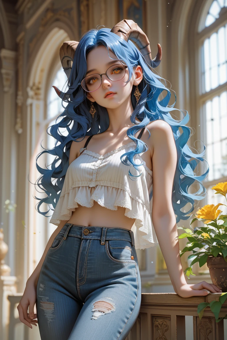 (La mejor calidad) (obra maestra ) Cara perfecta. kawaii & Siniestra princesa belleza joven en la ciudad de Los Angeles. (((Blue curly hair))) ((((nordin woman))))
