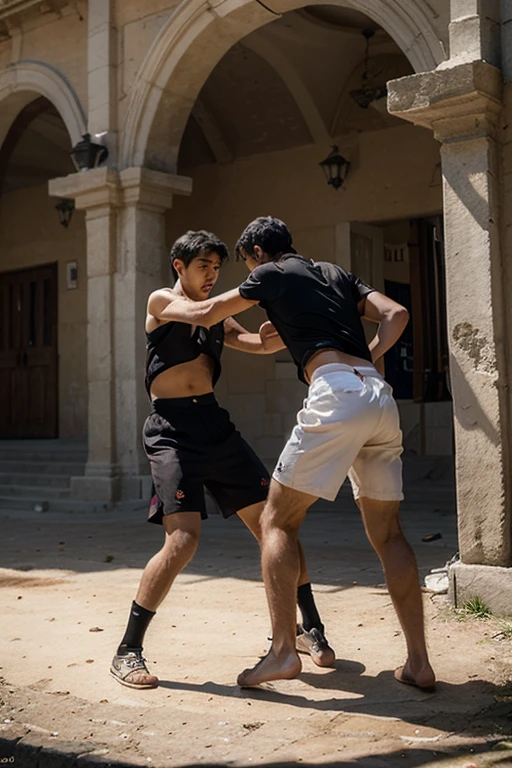 Bully kicking a acid attacked boy