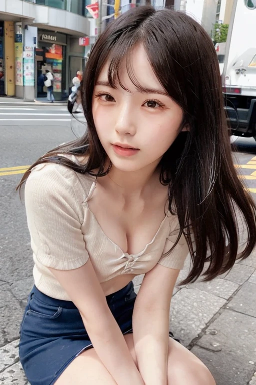 Amazingly cute、a 18 year old girl、nudde、On the streets of the city