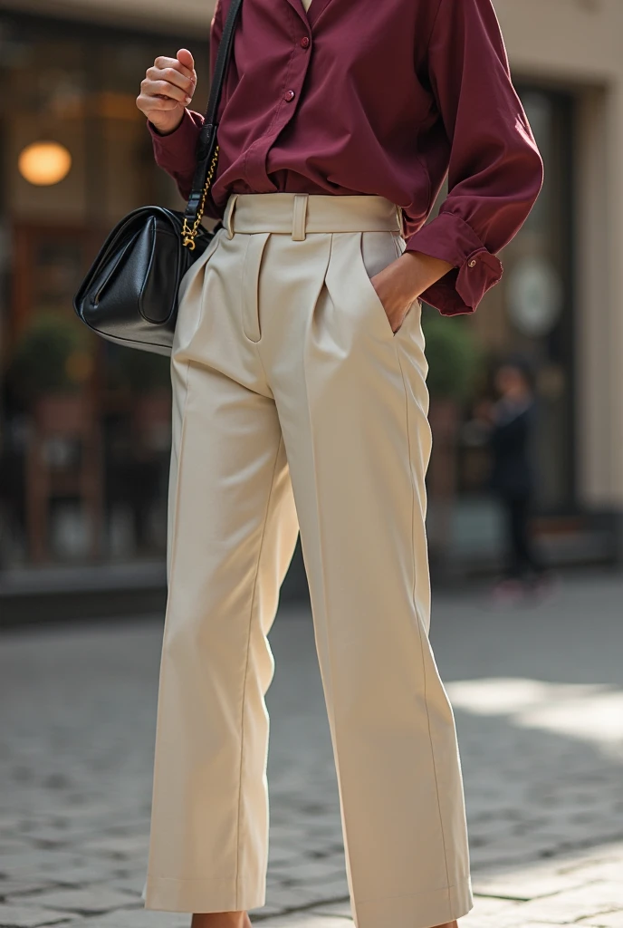 "Une femme latina de 28 ans, avec une peau caramel, cheveux longs et ondulés, de couleur brune. Elle a une silhouette voluptueuse, avec une poitrine généreuse. Elle porte une tenue d'influenceuse, composée d'un crop top à la mode, d'une jupe taille haute, et d'accessoires tendance comme des lunettes de soleil oversize, un sac à main de designer, et des bijoux en or. Elle a un maquillage impeccable avec des lèvres rouges, posant de manière confiante dans un environnement urbain chic."