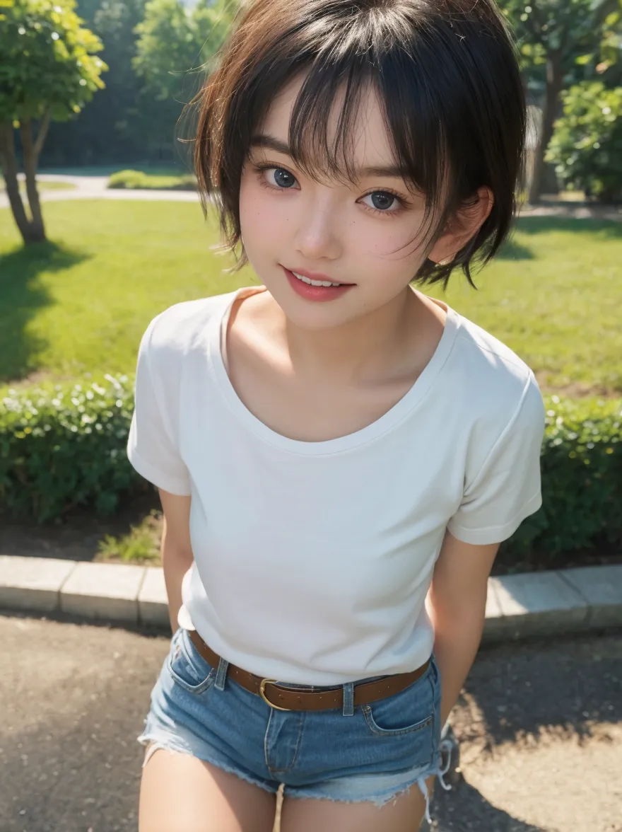 Boyish girl in the park