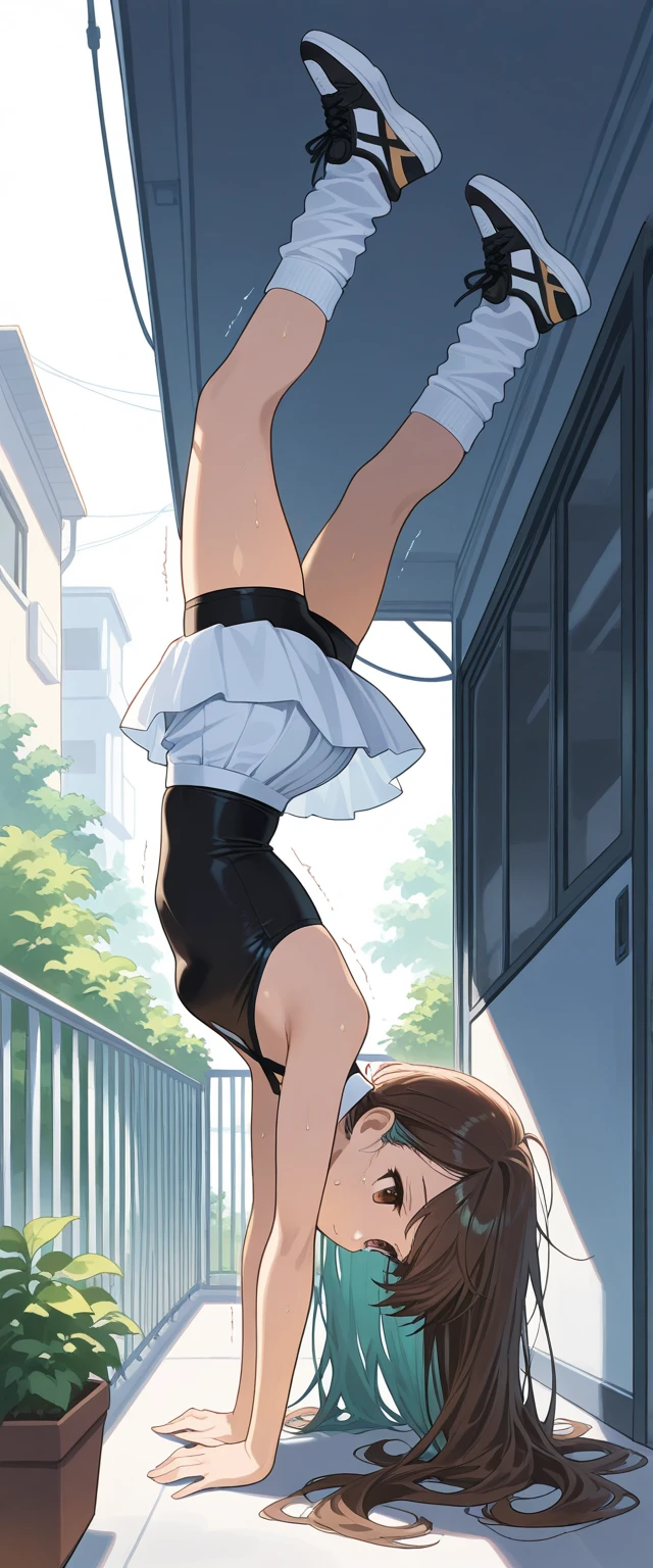 nsfw:1.5,(((Perfect Anatomy, Anatomically correct, Very detailedな肌))), 1 girl, Japanese, high School girl, Shiny skin, Observe the audience, ((From below)), Beautiful Hair, Beautiful Face, Beautiful details, (short hair:1.1, Bobcut:1.2), Dark blonde hair:1, blue eyes, Baby Face, Mole under the eye, Beautiful clavicle, Beautiful body, Beautiful breasts, Big Breasts:1.5, Beautiful thighs, Beautiful feet, ((See-through camisole、socks, Brown Loafers)), Captivating thighs, ((Embarrassing, Scared, sad, tears, cry, Half-open mouth)), Are standing, (((Leaning forward), Raise one leg,I'm not wearing anything:1.2、Lower body naked、No underwear、 (Pulling her white panties down to her knees:1.5))), (Beautiful views), summer, School, locker room, 8k, highest quality, Masterpiece:1.2, Very detailed), (Realistic), Beautiful illustrations, Natural light, whole body,Overflowing Sex Fluids:1.5、((A vibrator is inserted into the pussy:1.5))、((The man behind me hugs me:1.5))