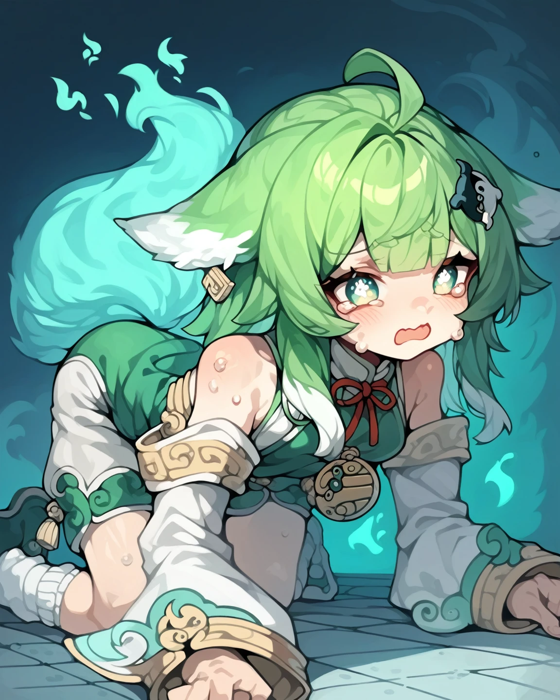 huohuohsr white background blushing hard and shy look