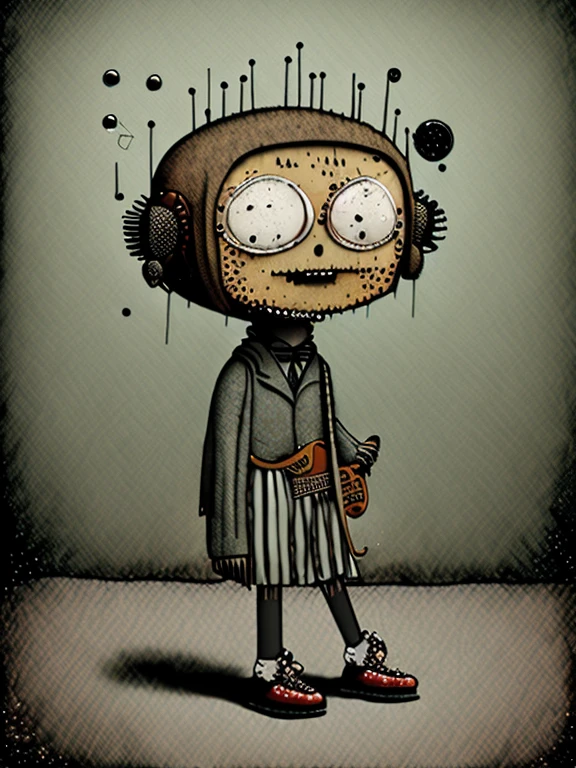 Optimistic Punk Punk guitarist robot , playing Fender Stratocaster、Earth Colors - SeaArt AI