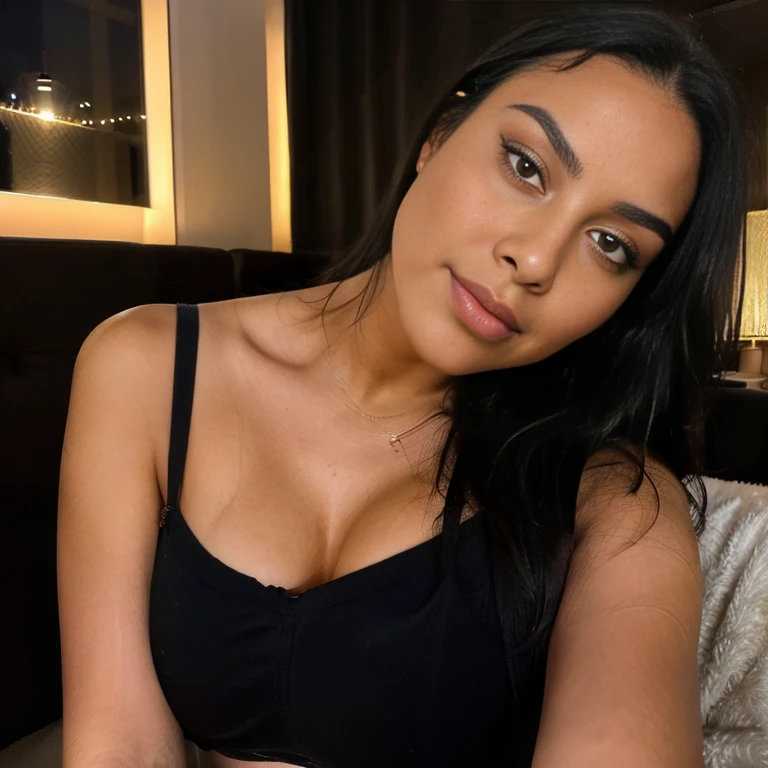 arafed woman with long black hair and a wearing sexy black lingerie, violet myers, 18 years old, taken in the early 2020s, 1 6 old, headshot profile picture, ayahausca, gorgeous latina face, profile image, 21 years old, 2 2 years old, 19-year-old girl, alanis guillen, big breasts, wearing a Latina makeup, a full face of makeup with fake eyelashes.
