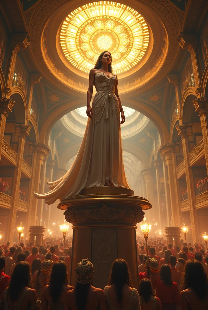 araffe woman in red dress posing in front of a busturizer, statue of the perfect woman, realistic 8k bernini sculpture, statue of a perfect woman, cinematic bust portrait, 3 d goddess portrait, digital art of an elegant, portrait of modern darna, elegant lady with alabaster skin, gal gadot portrait, stunning elegant pose
