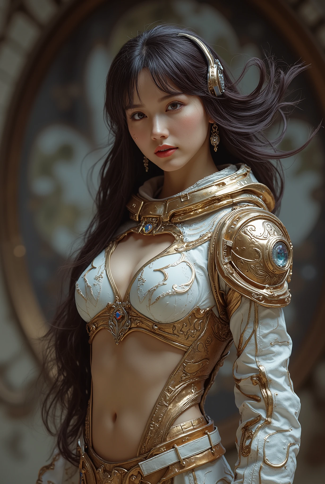 Emperatriz dragon (total war Warhammer) shiny armor, brave, subtle narrative, low fantasy, living brushstrokes, striking composition, psychedelic images, in bed, arms up pose, armpit, setin sheets, whole body showing, cute feet