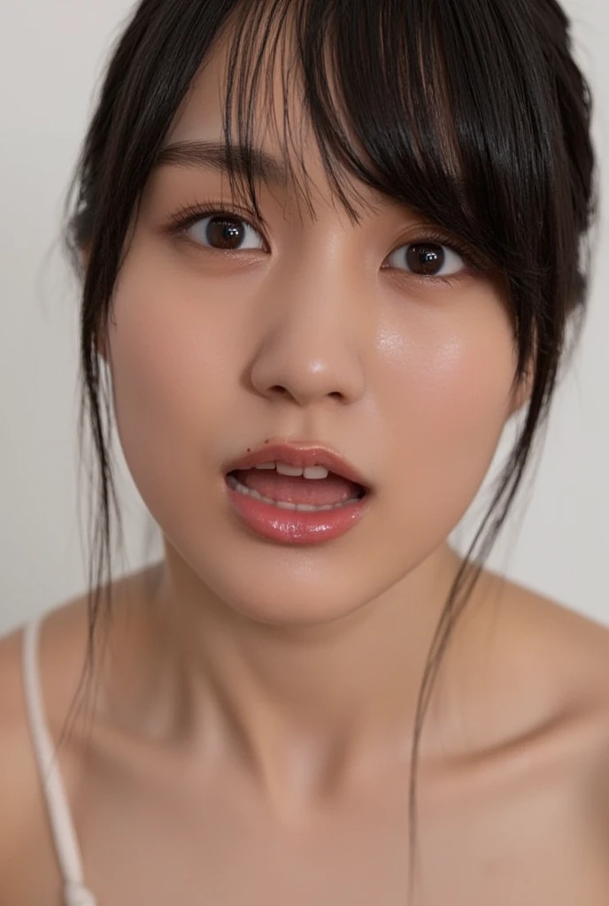nsfw,Naked Girls,Color photography,16K ((Selfie,Bust Shot)), Face close-up,Top view,Random Background, kiss, small diamond necklace,Mouth wide open,beautiful, Anatomically correct body,Small breasts, Young breasts,Nipples,Areola,A look of contempt, (blush、Troubled face、Painful expression、An angry face、Open your lips、何かを言いたそうにMouth wide open,Sticking out tongue,Drooling,), ((Very detailed)), (Perfectly detailed face), (Detailed and well-drawn hand), (Detailed and well-drawn hand), (Detailed and well-drawn hand), (Detailed and well-drawn hand), (Detailed and well-drawn hand) Photorealistic images.