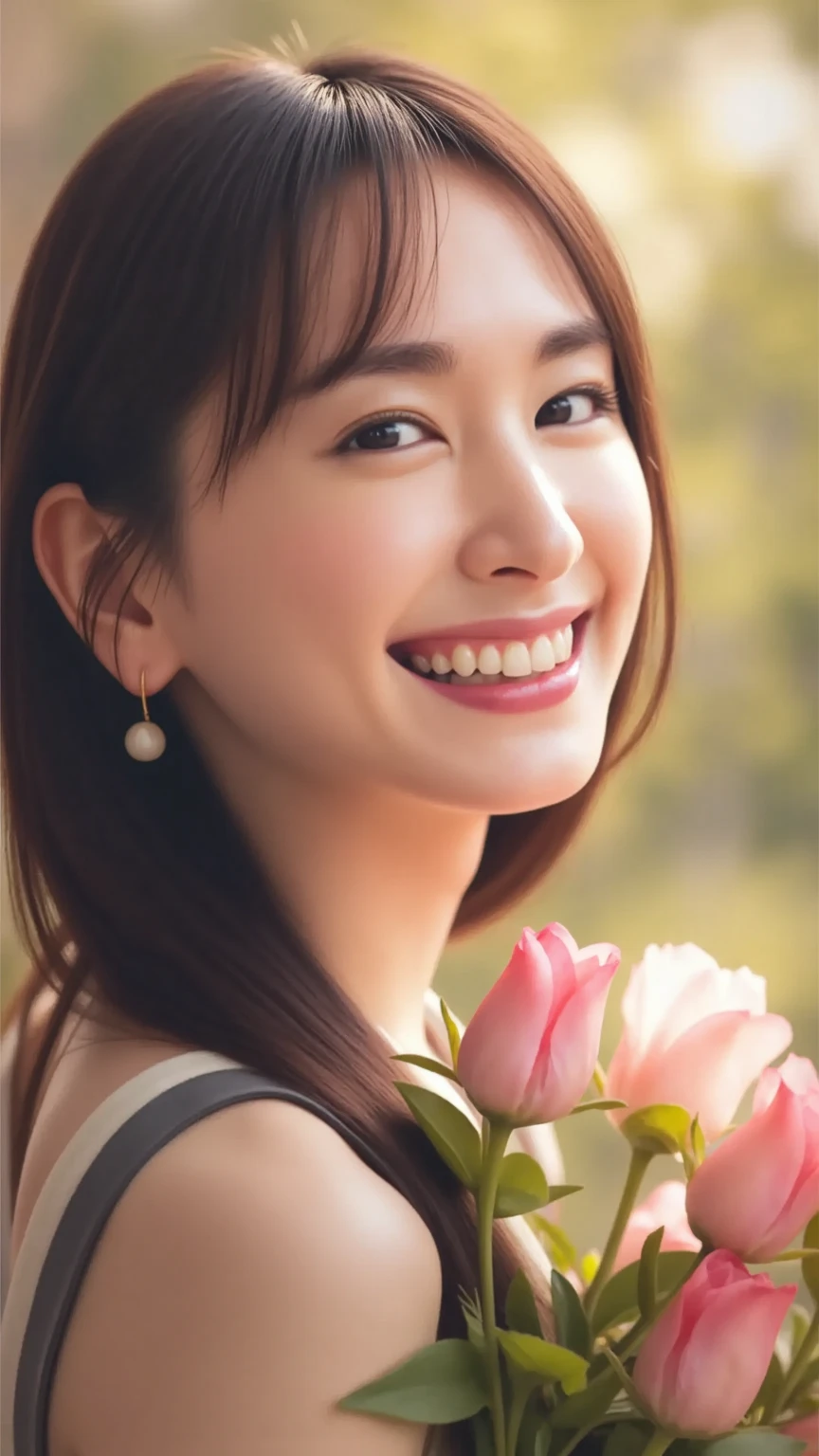 ((highest quality, 8k, masterpiece: 1.3)), Perfect body beauty: 1.4, Slim Abs: 1.2, Beautiful Woman With Slim Abs:1.3, (Highlight Haircut, Breast A cup:1.2), Small breasts, Round shaped breasts, Perfectly shaped breasts, (((loose sheer shirt))), (good, ), Simple Necklace, Highly detailed face, 18-year-old,  Beautiful woman, (Dark brown shortcuts), Slim face, Highly detailed face and skin texture, Highly detailed lips, Spread your legs, highest quality, masterpiece, 超A high resolution, (Realistic:1.4), I walked with confidence, Open your arms, Long Shot , (Outdoor), Light background, Sunset Light, ((program studio, Living room fabric sofa, Open the glass window:1.2)),

((Beautiful female announcer,A clean, light milk color blouse,Tight mini skirt:1.5)),
((Gorgeous Earrings, Silver Necklace)),

((Bright lighting, Foliage plant:1.2)),

((Sexy atmosphere, Gaze seducing a man, hold out your lips, Sex with my boyfriend:1.5)),
((The blouse is wet,Touching her breasts to seduce a man, Pay attention to small sized underwear:1.2)),

((Lift your face a little)),
((Squint your eyes)), 
((Pursing your lips:1.2)),
((Blushing:1.2)),
((open your mouth slightly to show your white teeth,, stick out your tongue a little)), 
((Body facing forward)), 
((The cleavage is fluffy, Beautiful breasts)), 

Highly detailed skin, Fair skin, Glowing Skin, Highly detailed face, Slim face contour, Beautiful small face, Beautiful straight nose, Very fine eye, Long, narrow eyes, Brown eyes, double eyelid, Extremely fine eyebrows, thin, Long eyelashes, Ultra-detailed lips, Plump and moisturized lips, Glossy pink lips, Blushed, ((White beautiful teeth)), Beautiful actress&#39;Fatigue Make-up, Pink lipstick, Dark eyeshadow, 
Dark brown hair, Delicate and soft hair, Hair blowing in the wind, 
(Elegantly putting your hair up, short hair, ponytail:1.5), Layered Cut, (Blunt bangs:1.2),
Cute Smile, mouth half open, Dreamy look, ((Staring at the audience)),
(((Photorealism,Shooting the whole body from the thighs:1.2))), ((Body facing sideways)),
Dynamic Lighting,

