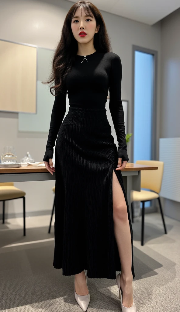 Best quality, Full body like,delicated face,Nice face,25 year old female,Slim figure,Smaller bust,Slim dress,roadside exterior,Long gray hair