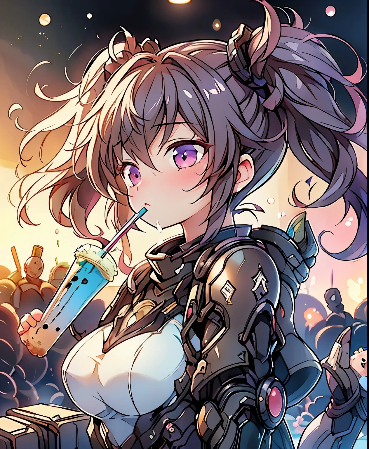 ( masterpiece、 top quality、 top quality、official art、 美しくbeautiful :1.2)、(one girl:1.3) ,、twin tails, beautiful胸,high resolution, 2k, 4K, 8k, of course, Good wall lighting, details, extremadamente details, sharp concentration, complicated, beautiful, realistic, big crashed spaceship, Apocalypse battlefield shrouded in thick smoke. remnants of futuristic technology and flashes of explosions intertwine. Metallic texture + dynamic shot , capture shocking moments of the accident