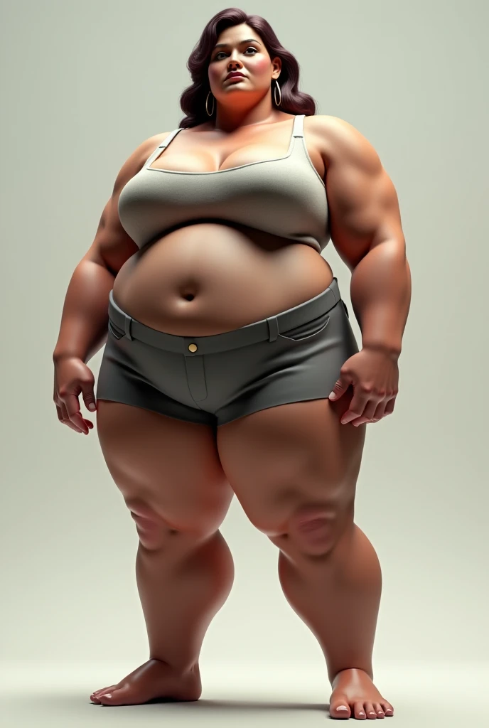 Jennifer Tilly, blonde hair, naked, massive fat belly, full body, Standing, in her bedroom