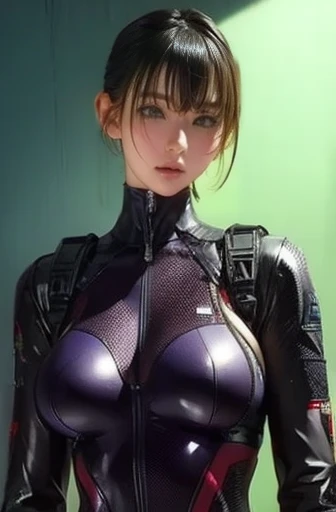 Best image quality, Great details, Ultra-high resolution, (realism: 1.4), ((close:0.75)), A very condensed woman, Beautiful and delicate facial features, Perfect proportions, Target your audience, Flower World、((Target your audience)), (Thin:0.3, Larger breasts), (Fabric color base ratio black:0.4 White:0.5. Other colors:0.1), (Wear a rash guard、She likes floral uniforms, Black and grey mech, Wearing a high-tech nylon military suit,Ahan、 Military Harness, Holding a flower, ), captain, Background Simple gray wall,Erogenous Zone Battle、Ahan、orgasm、Nipple Flower、