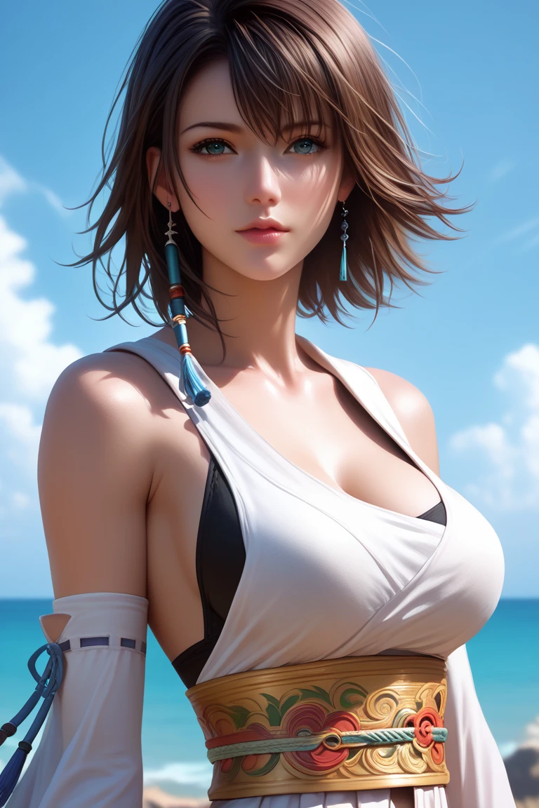 (masterpiece, best quality:1.3)
YunaFF10, 1girl, solo, looking at viewer, smile, short hair, blue eyes, naked, brown hair, hair ornament, jewelry, yuna (ff10), naked portrait, nude photography, shiny nipple, show armpit