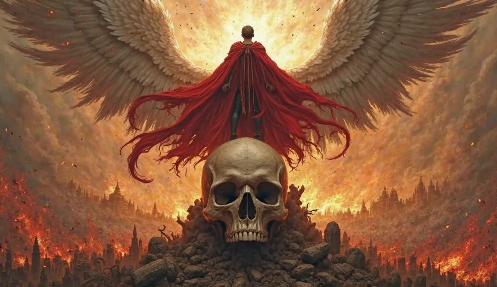 skull and lucifer talking to each other above a pile of corpses, fancy, intrikate, chic, highy detailed, centred, symetry, painted, intrikate, volumetric lighting, comely, masterpiece rich in deep colors, sharp focus, ultra detaild, in the style of dan mumford and marc simonetti, astrophotography