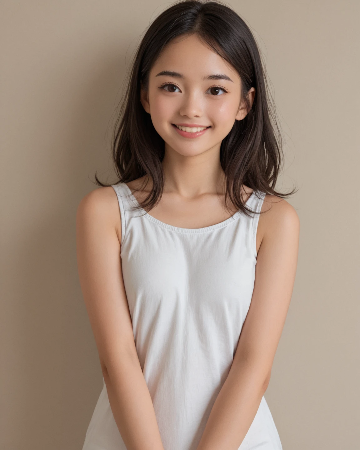 girl、  young 、1人のgirl, Alone, Japanese、cute、smile、日本のgirl、black hair、dark brown eyes、 、ren