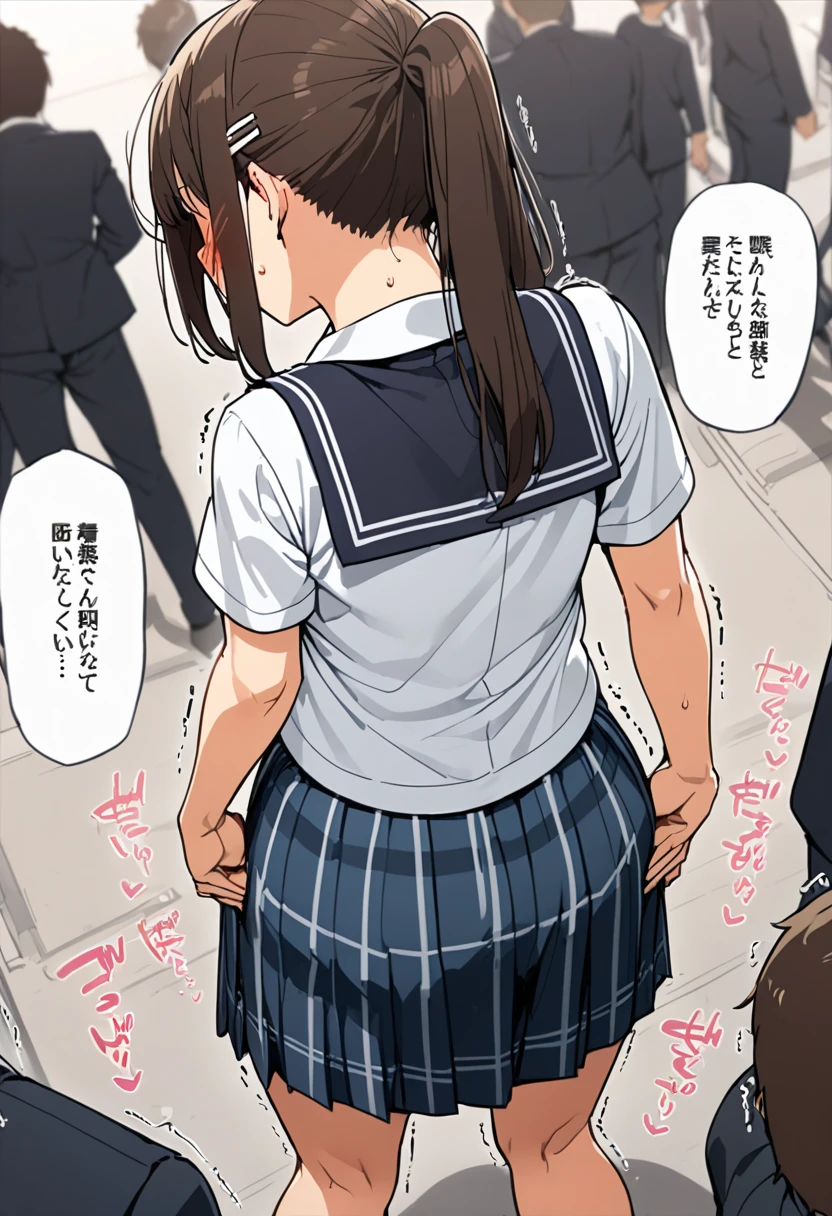 high school girl、beautiful girl、Black Hair、Back alley at night、There are a lot of men around、Standing back、Being attacked by a man、Having your butt touched、Embarrassing、Take off your panties、rape、One Girl、mini skirt, Highest quality, Sulky face, blazer, blouse,Checkered bra、Gingham plaid panties, Her thighs and crotch are wet with love juices. 、crowd、big 、big Ass、Thick thighs、Having your butt touched、Obscene sound effects、Naughty sound effects