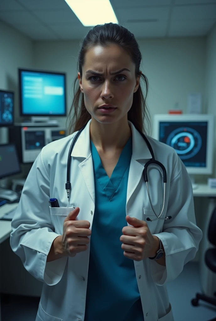 8k, RAW photo, best quality, masterpiece,realistic, photo-realistic, HDR, a doctor specializing in emergency medicine, managing critical care situations and making swift decisions to stabilize patients in high-pressure environments