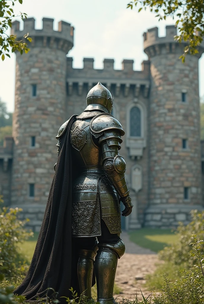 A knight ni front of a castle - SeaArt AI