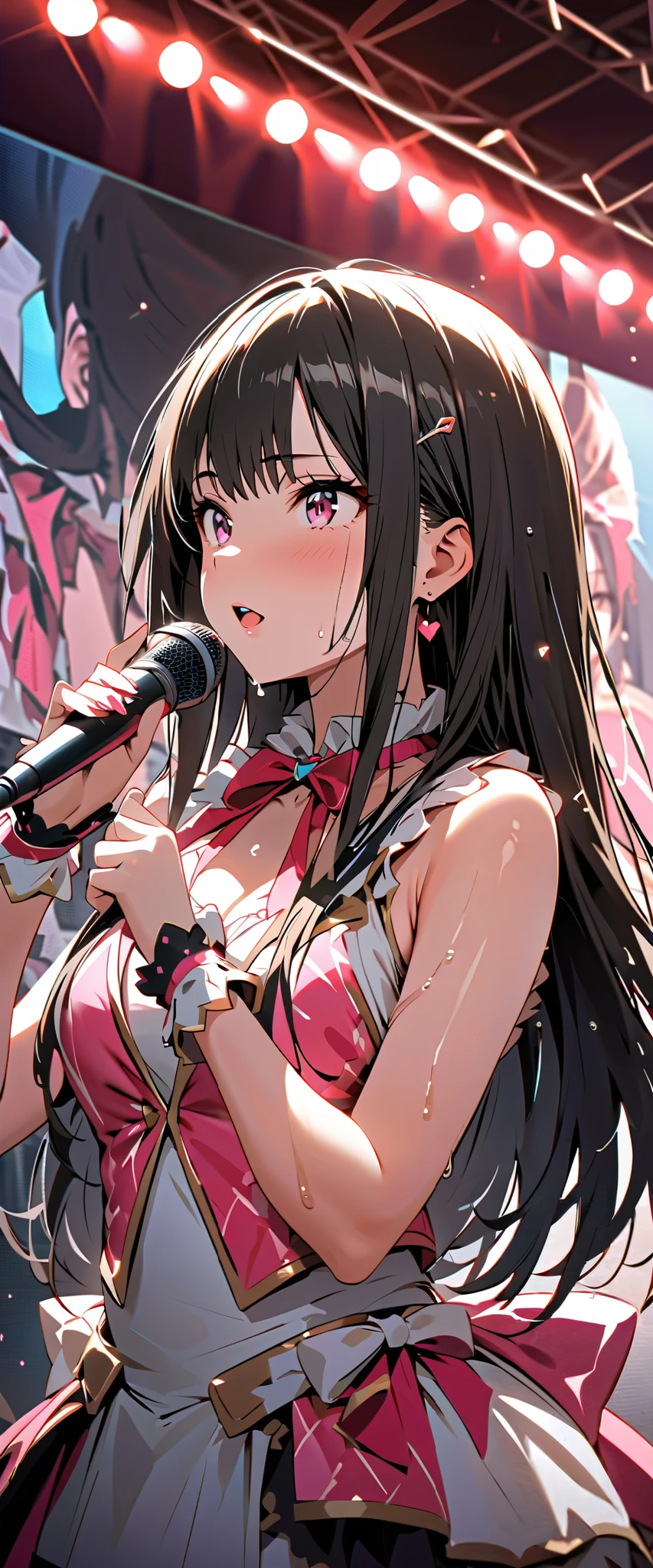 Idol, Masturbation, pussy juice, orgasm, In front of the audience, microphone, One hand in panties, natsuiro matsuri