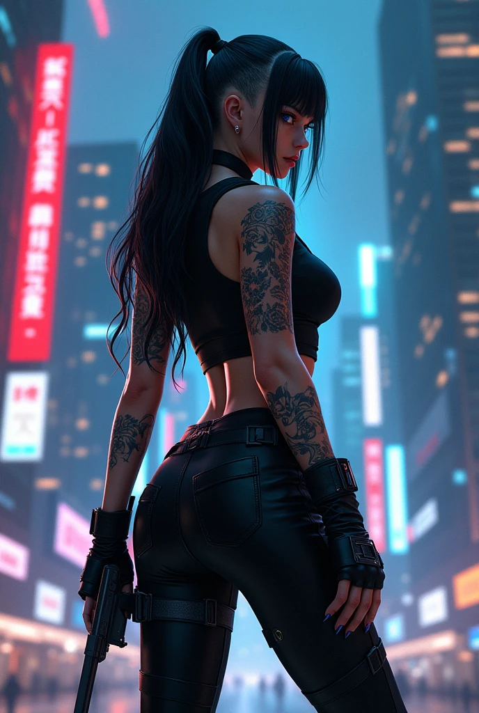 20 year old woman, (More realistic skin texture:1.2), natural skin textur, tanned skin, ponytail hairstyle
(frightened:1.2), kat sweets poses, leaning, sexy photo, Cloth & Dress, (Tattoo), nvinkpunk Detailed cyberpunk city, sunset
lightroom