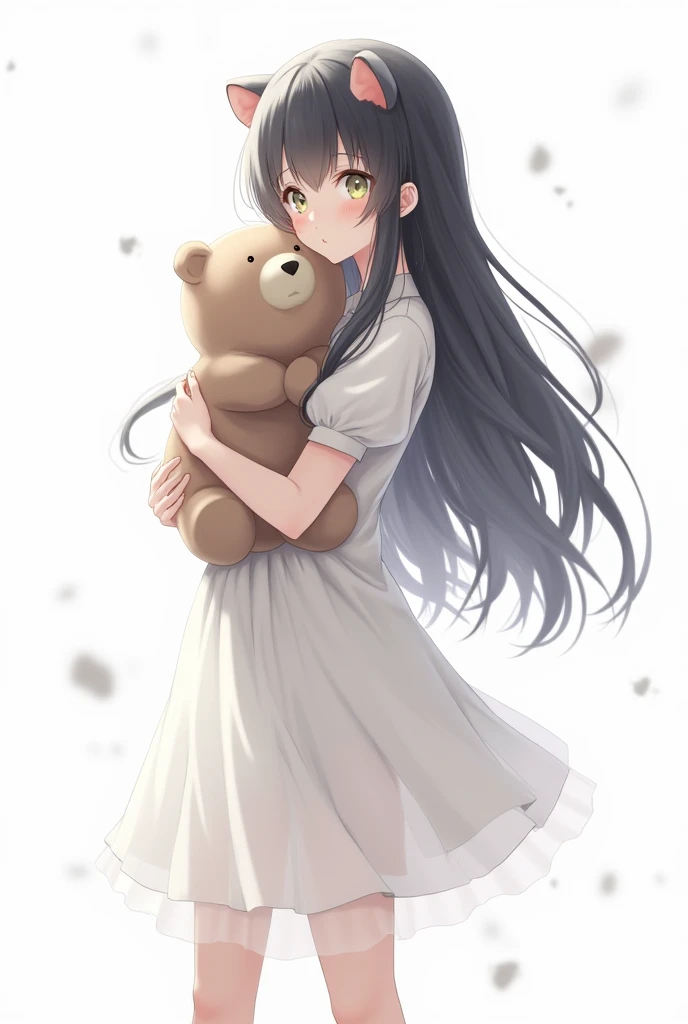 A cute woman (age 30) is mad, she is sobbing, cartoonishly over exaggerated sobbing, puffy cheeks, puffy eyes, tears shooting out like little streams of water, heavy tears hang from her chin, dressed in a sheer night gown, holding her teddy bear