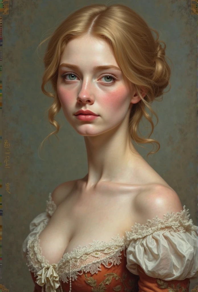 pale skin muscular redhead 13 year old girl huge breasts in the style of William-Adolphe Bouguereau