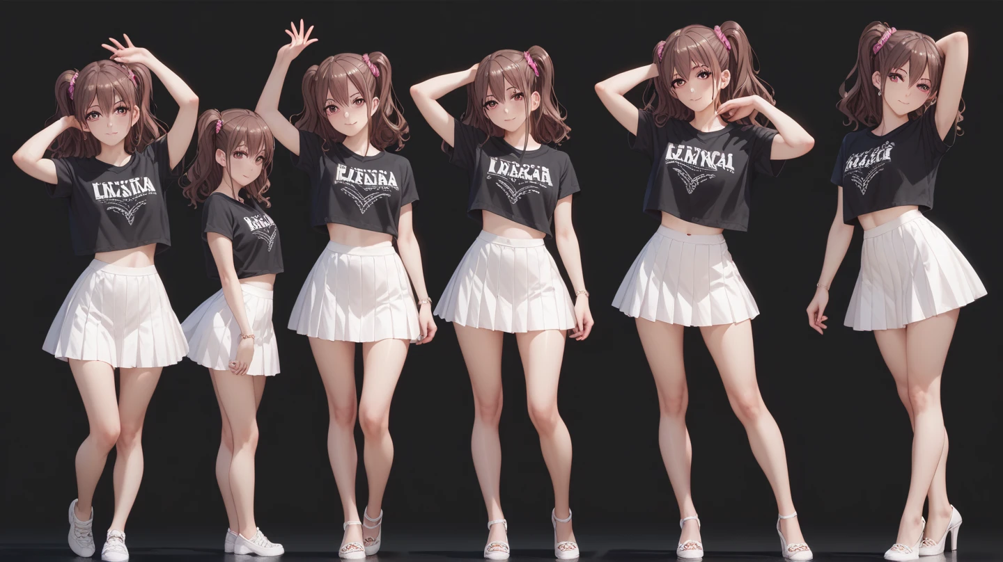 Highest quality,masterpiece,An idol group whose selling point is eroticism,Two-tone hair color,A good friend,Promotional photo shoot,During a break,Photo studio,chatting,Earrings,Sexy underwear