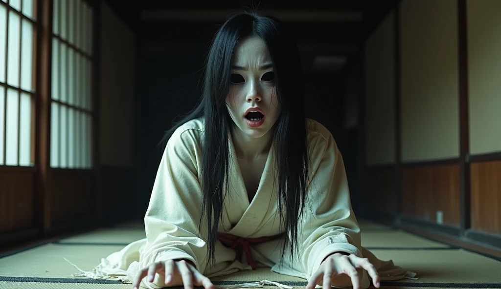 scared,Japanese doll, ghost、Horror, fear, darkness, Japanese-style room,
