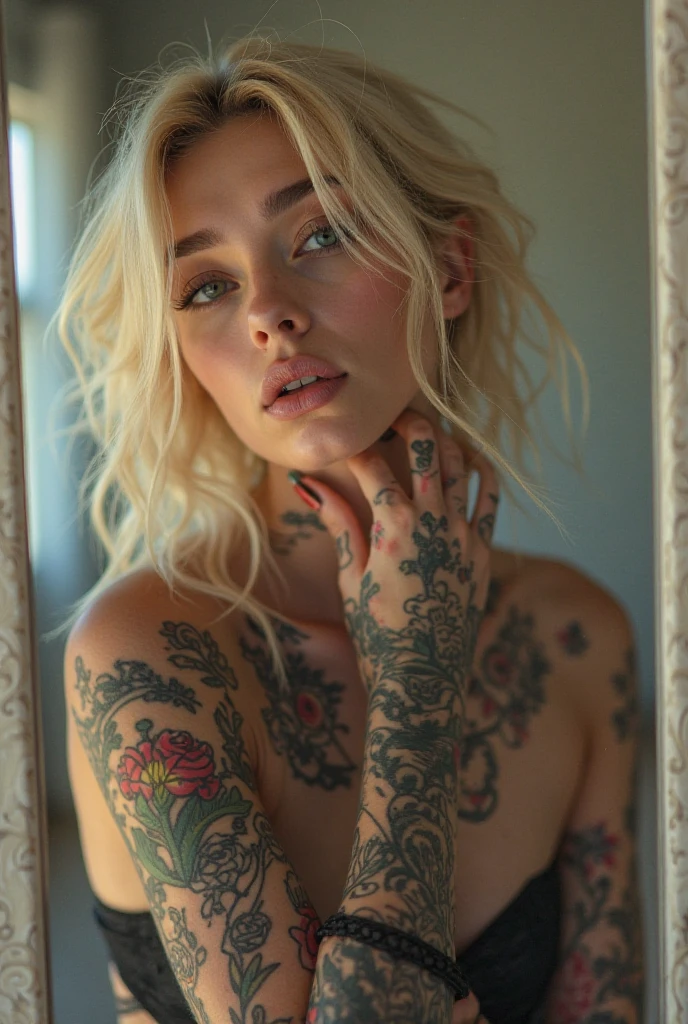 The prompts for the first theme are as follows:
"(Best Quality, 8K, 32K, masutepiece:1.3), Ultra-detailed, (Photorealistic:1.4), white colors, albino, Punk Girl, Detailed eyes, Upper body, Luxurious punk hair, Edgy punk fashion, Avant-garde makeup, Numerous piercings, Heavily tattooed body, Street background, Backlight effect, Shallow depth of field, Blurry background, nude, naked"