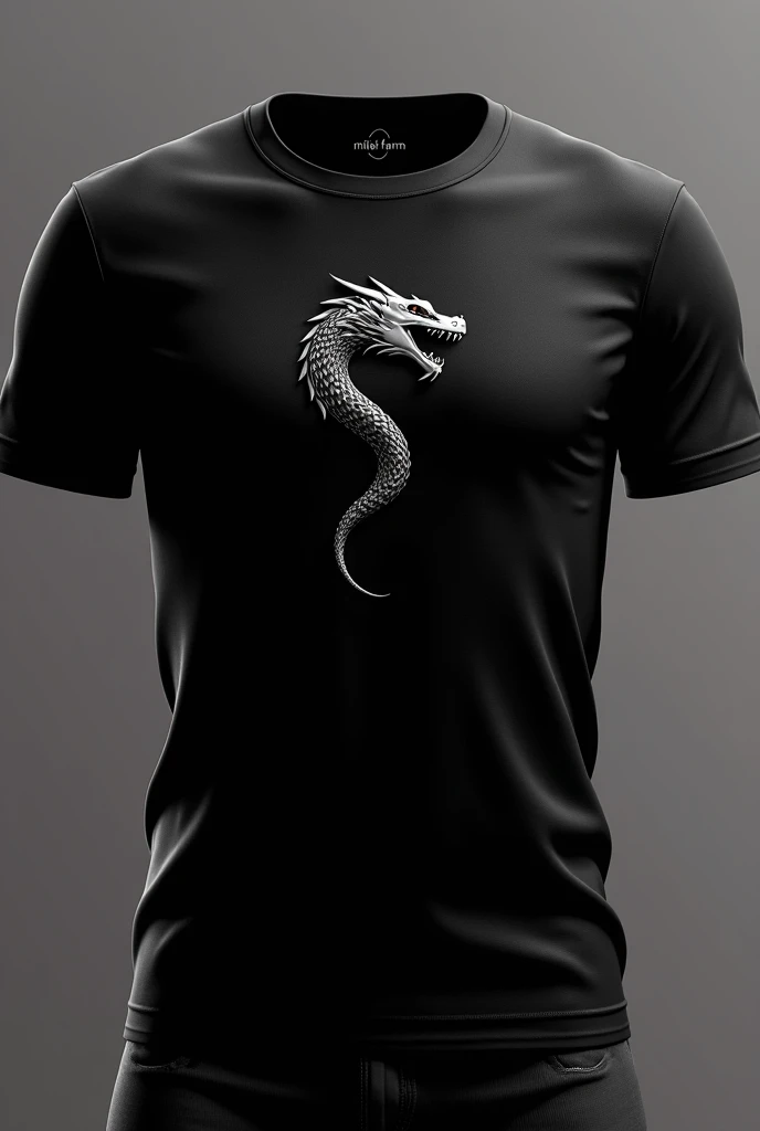 create front and back of a black fluguanfe 3d t-shirt