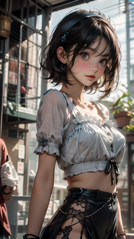 No sleeve,Sweaty,A perfect smile,Browsing Caution,(Highest quality, 8k, masterpiece:1.3,beautiful girl), (masterpiece:1.3, Highest quality, Ultra-high resolution, Very detailed), (Perfect Anatomy, Anatomically correct, Very detailedな肌), Cute and symmetrical face, Perfect Face, Perfect Eyes, Perfect Fingers, Five Fingers,Smartphone in one hand, ((Hairstyle,Inner Color,brown,Bobcut))((White tube top,Brown Check Skirt)),Earrings,Street Corner,((Shoulder bag,Wear diagonally)),Go down the stairs,Angle from below,Dripping sweat,((Blue string panties)),Spread your legs,Wet Panties,((Masturbation)),Vulgarity,Spread your legs,Ecstasy face,sweating,Attractive face,My crotch is wet