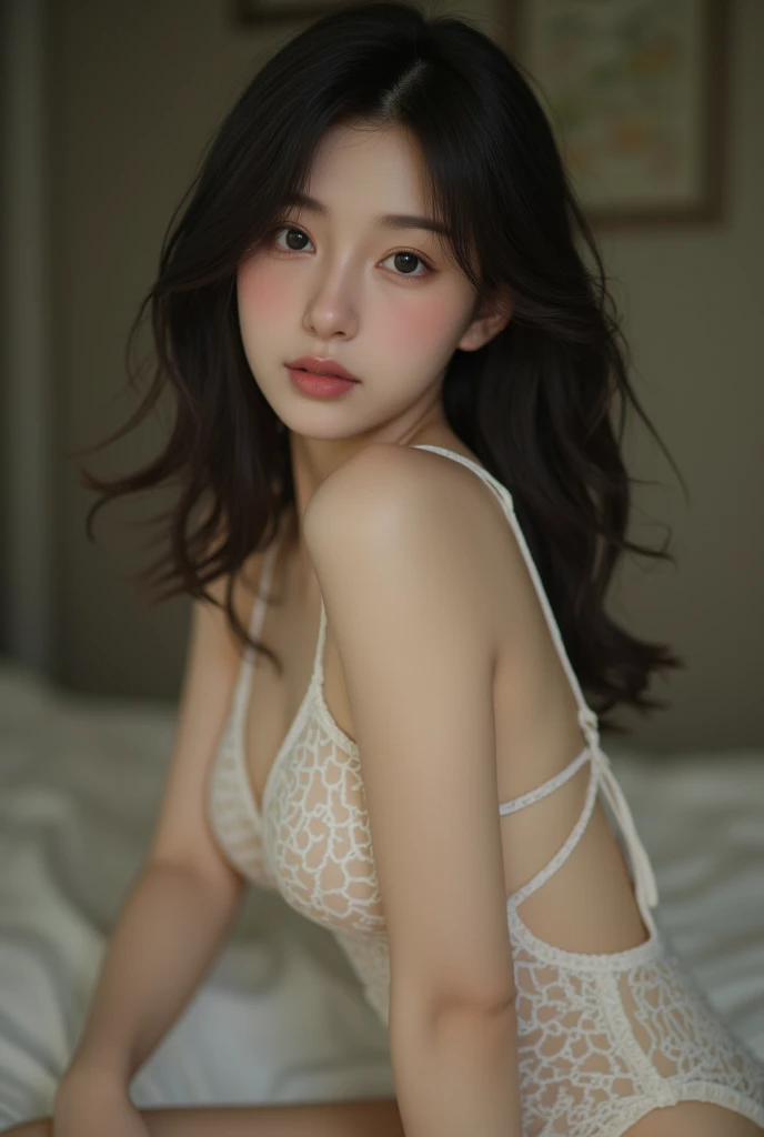 1 girl, Korean model, extremely beautiful, perfect body. Photo taken with Canon EOS R5 85mm f/11 Camera, ((sharp)) mode of people and surrounding scenery. Image quality ((8K)), ((lifelike)), ((masterpiece)), ((sharp and highest contrast)), ((great depth of field)), ((light stereolithography)). ((Pink hair)), long and smooth, the wind blows it beautifully under the bright sunlight. Beautiful face, perfect and sexy, holy, perfectly balanced, ((beautiful in every detail)), ((shiny)), ((high-end cosmetic makeup)), ((shiny bright, radiant)). Bright smile, pure white teeth and details. Seductive glossy red lips, ((brilliant glossy red lipstick)). The eyes are brown, glossy, seductive, ((sharp makeup)), realistic, ((wet eyes)) and detailed. Pink eyeshadow, long eyelashes, blush, high-end cosmetics. Two delicate eyelids, perfectly beautiful and detailed, black eyelashes. Eyebrows are curved, sparse, sharp and detailed. High and detailed nose. Cheeks are prominent and detailed. ((Ivory white, bright white skin)), detailed pores, ((shiny skin)), smooth, rosy, flawless skin texture. Long, shiny legs. Beautiful, perfect hands, ((no flaws)). ((Light shines directly on the face)), bright sunlight, ((shines light on the front part of the girl's body)).
The girl in a colorful dress was posing sexually, ((a beautiful fantasy queen)), the girl smiled brightly.