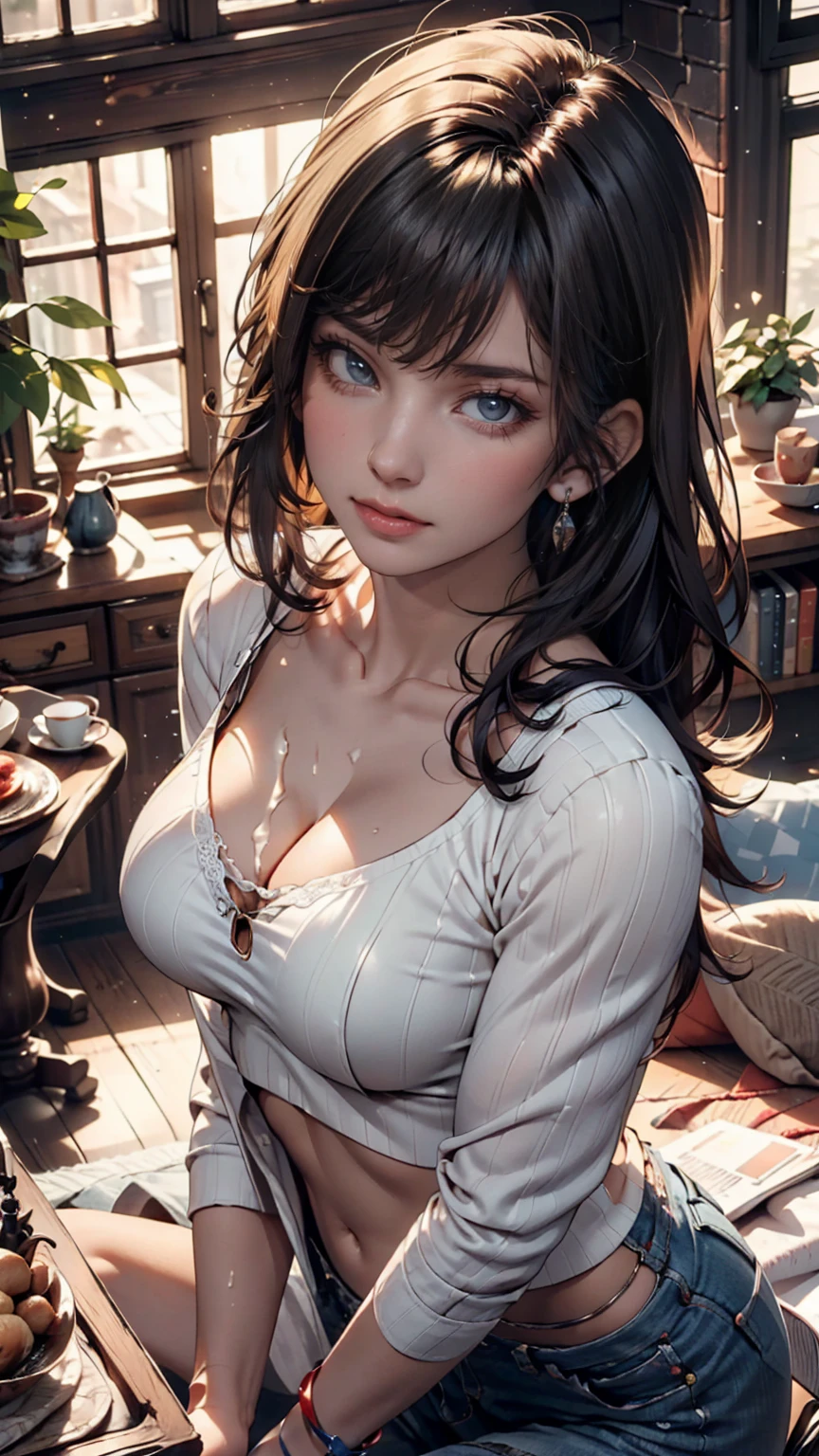 (8k, RAW Photos, highest quality, Master:1.2), (Realistic, photo-Realistic:1.37), Super detailed, 1 girl, cute, alone, Beautifully detailed skies, Detailed face, night, Sitting, Date, (Blushing), (smile: 1.1), (shut up), Big Breasts, Beautiful and delicate eyes, Button unbuttoned, (Collared shirt: 1.1), bow tie, Pleated skirt, (short hair: 1.2), Flowing hair, Long eyelashes, eye shadow, Small face, Big eyes, Full Body Shot, Exposing shoulders, indoor, bed