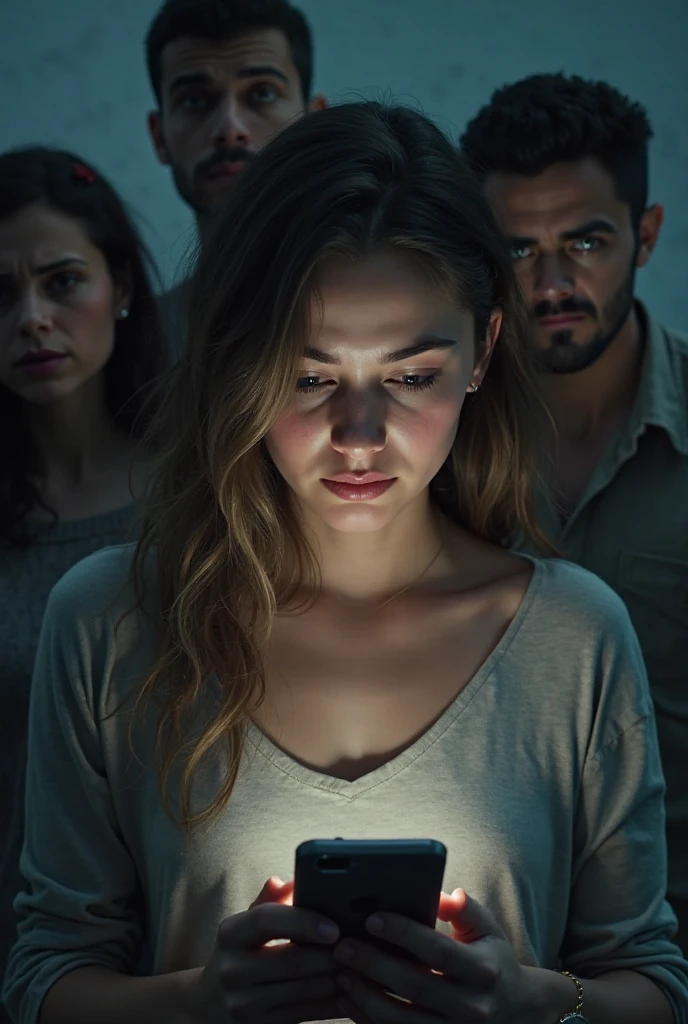 Emily, a young woman with clear blue eyes and a terrified expression, is crying out loud. She has long, blonde hair styled in a casual, tousled look with natural waves and a healthy shine. She is dressed in a summer tank top. She is standing and looking at a chart showing financial losses due to lack of knowledge, with tears streaming down her face and her mouth open in a scream. The background is filled with dark clouds and financial warning icons.