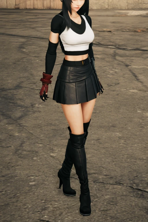 blond woman in a red top and black skirt posing for a picture, 🌺 cgsociety, tifa lockhart, close up high detailed, thighs close up, high detail iconic character, cammy, seductive tifa lockhart portrait, hyper realistic details, tifa, trending on cgstation, extremely detailed artgerm, v from devil may cry as an elf --auto --s2