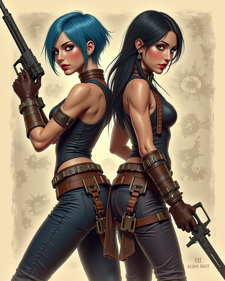 (((mulher))), (((melhor qualidade))), (((obra prima))), (((adulto))), (((1girl))), ((( de costas ))), ((( corte de cabelo bob ))), Uma gladiadora cyberpunk mulher de 25 anos com corpo perfeito, ((( Back view ))), ((( butt ))), shoulder pads with metal spines, Gladiadores do Brooklyn, (( corte de cabelo bob )), tiny leather panties, camiseta de time de rugby rasgada, quase nua no estilo selvagem urbano de Simon Bisley para a capa da revista Heavy Metal, Cabelo loiro curto, Minimum clothing, Metal protection on the left arm with intricate graphics, Dark red with white stars and white and navy blue checkerboard pattern, armadura, cheio de pontas e rebites, (((do joelho pra cima))), cabelos loiro branco curto, no fundo uma parede pintada por Shepard Fairey com um design intrincado