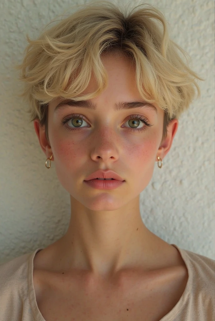 portrait of skswoman, :3 , wearing designer wear , with light blonde Pixie cut , background summer epic (photo, studio lighting, hard light, sony a7, 50 mm, matte skin, pores, colors, hyperdetailed, hyperrealistic), <lyco:Dasha Taran:1.1>