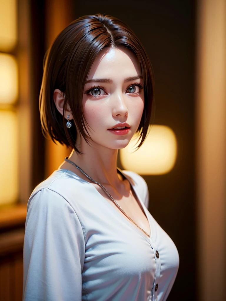 Japan woman at 32 years old,(非常にdetailedな肌)(Beautiful female body)(美しいBig Breasts)(Big Breasts)(Pale skin)(Pointed Chest),(Erect nipples)(Best image quality)(Hyperrealist portrait),(8k),(Ultra-realistic,最high quality, high quality, High resolution)(high quality texture)(Attention to detail)(Beautiful details)(detailed,Extremely detailed CG,detailed Texture)(Realistic facial expressions,masterpiece,in front,dynamic,bold),(((short pixie cut))),(Very thin hair)(Super Straight Hair:1.5)( sleek bangs,Very light coppery amber hair,Hair in one eye)　(((Light blue cutter shirt)))　(((The shirt is about to rip)))(((boldスリット入りのタイトスカート)))(((she&#39;not wearing panties under the skirt)))　(((Lean forward and stick your butt out)))　(((Rear View)))　(((Photo from behind)))　(((sheはAccentuate your butt為に腰を反らせている)))　(((The lines of the body are clearly visible)))、(((Depiction of beautiful fingers)))　(((Beautiful body depiction)))　(((Accentuate your thighs)))(((I can see your thighs)))(((Accentuate your butt)))、(((Full body photo)))、(((Low angle photo)))、(((Correct ankle orientation)))(((Correct number of legs)))　(((Accurate Body Composition)))　(((正確な後ろからのFull body photo)))