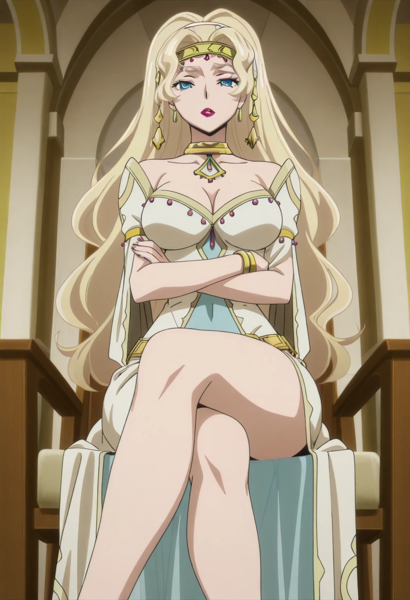GoblinSlayer, FemaleKnight, solo, looking at viewer, smile, open mouth, teeth, blonde hair, yellow hair, Kong hair, blue eyes, (big breast), full body, perfect hands, ((skinny body)) , bikini, anime coloring, perfect body, ((clear shoulders)), perfect body, perfect_body, perfect_body