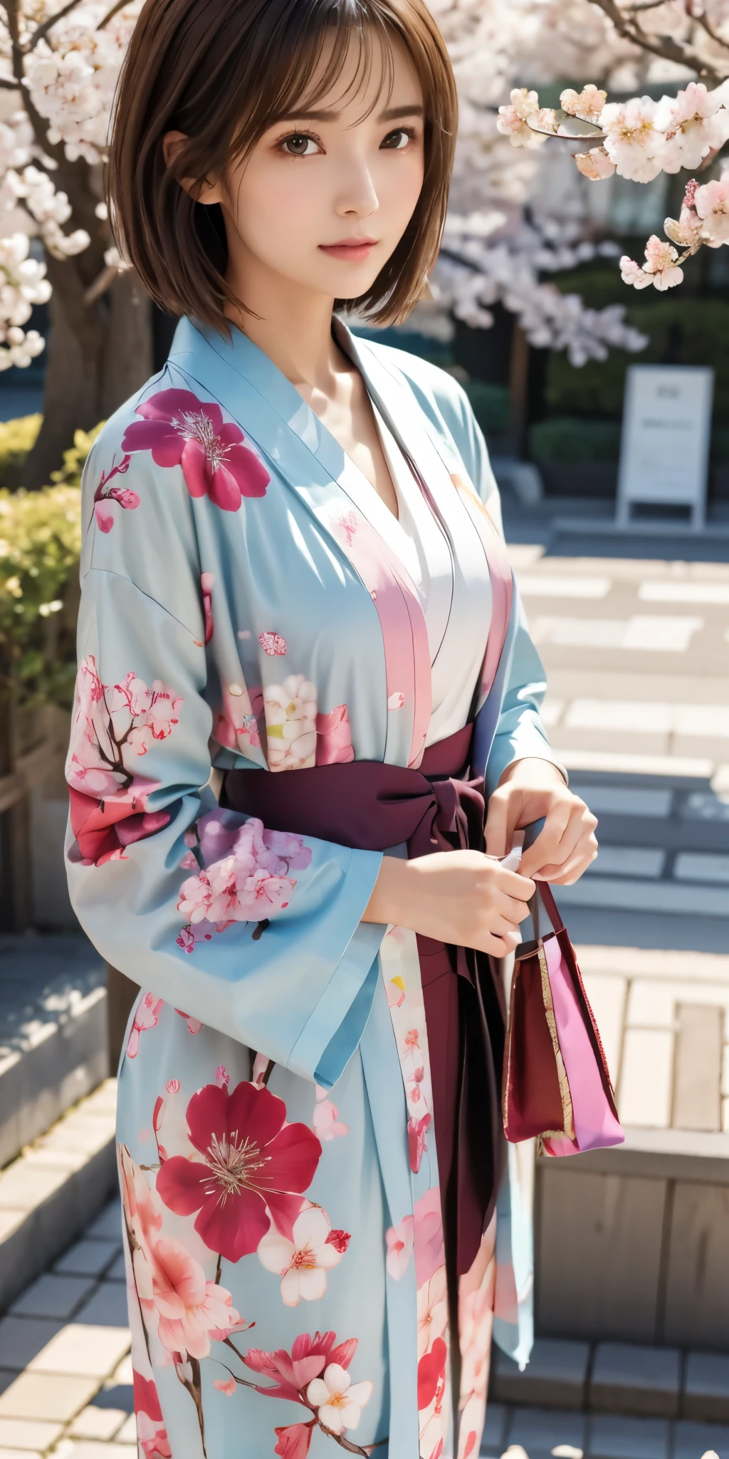 Kimonos dyed with traditional patterns、Cherry blossom trees