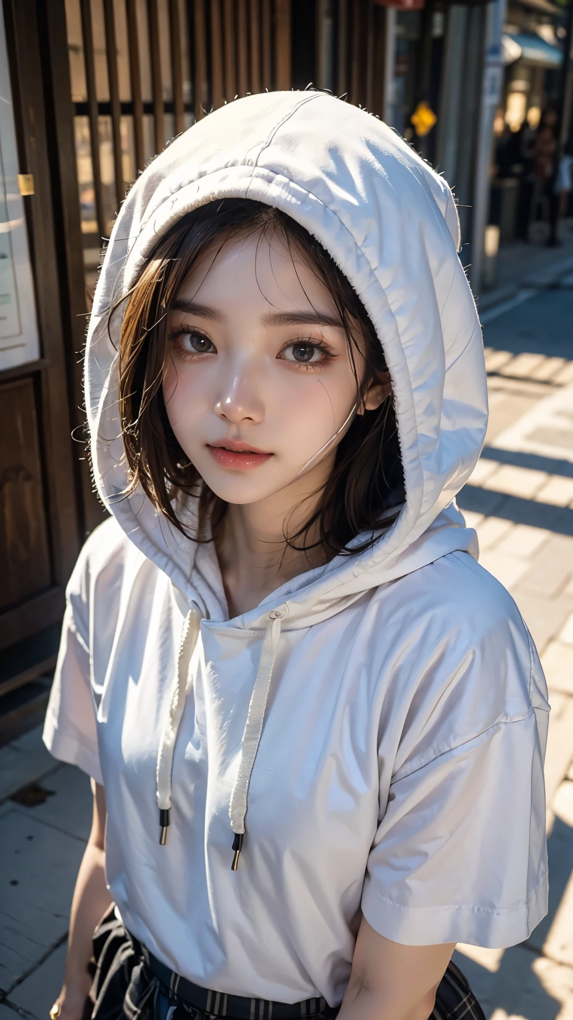 10 years old, baby face, adorable, 1 girl, (face to face), 10 years old, baby face, happy, half body portrait, (face details: 1), (eye details: 1), ((big breasts)). wearing transparent transparency long shirt, hijab, .. Cute posed. proportional body. Ultra High Res. realistic: 1.4, UHD