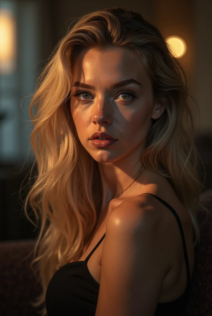 full-body, show full-body, of a glamorous 1990s pornstar, seductive gaze, beautiful detailed eyes, beautiful detailed lips, extremely detailed face, long eyelashes, flowing blonde hair, sexy outfit, provocative pose, high quality, photorealistic, 8k, masterpiece, cinematic lighting, dramatic shadows, warm color tones